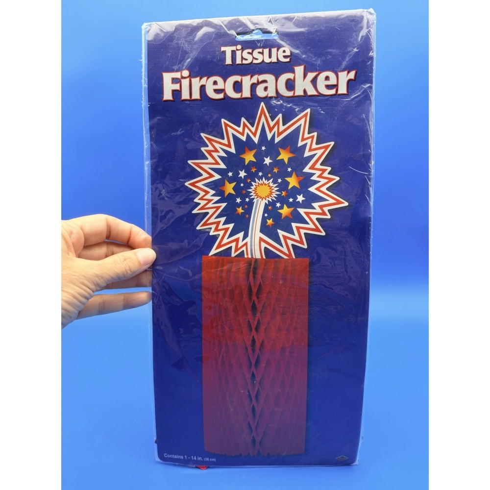 Vintage 1994 Beistle Tissue Firecracker 14" Honeycomb 4th July Patriotic NOS